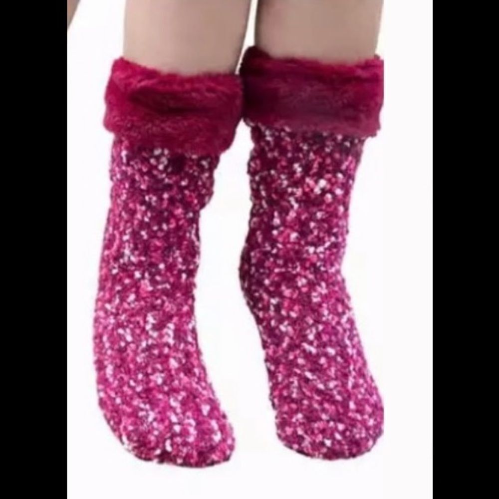 NEW Jane & Bleecker pink popcorn super soft Plushfill slipper socks